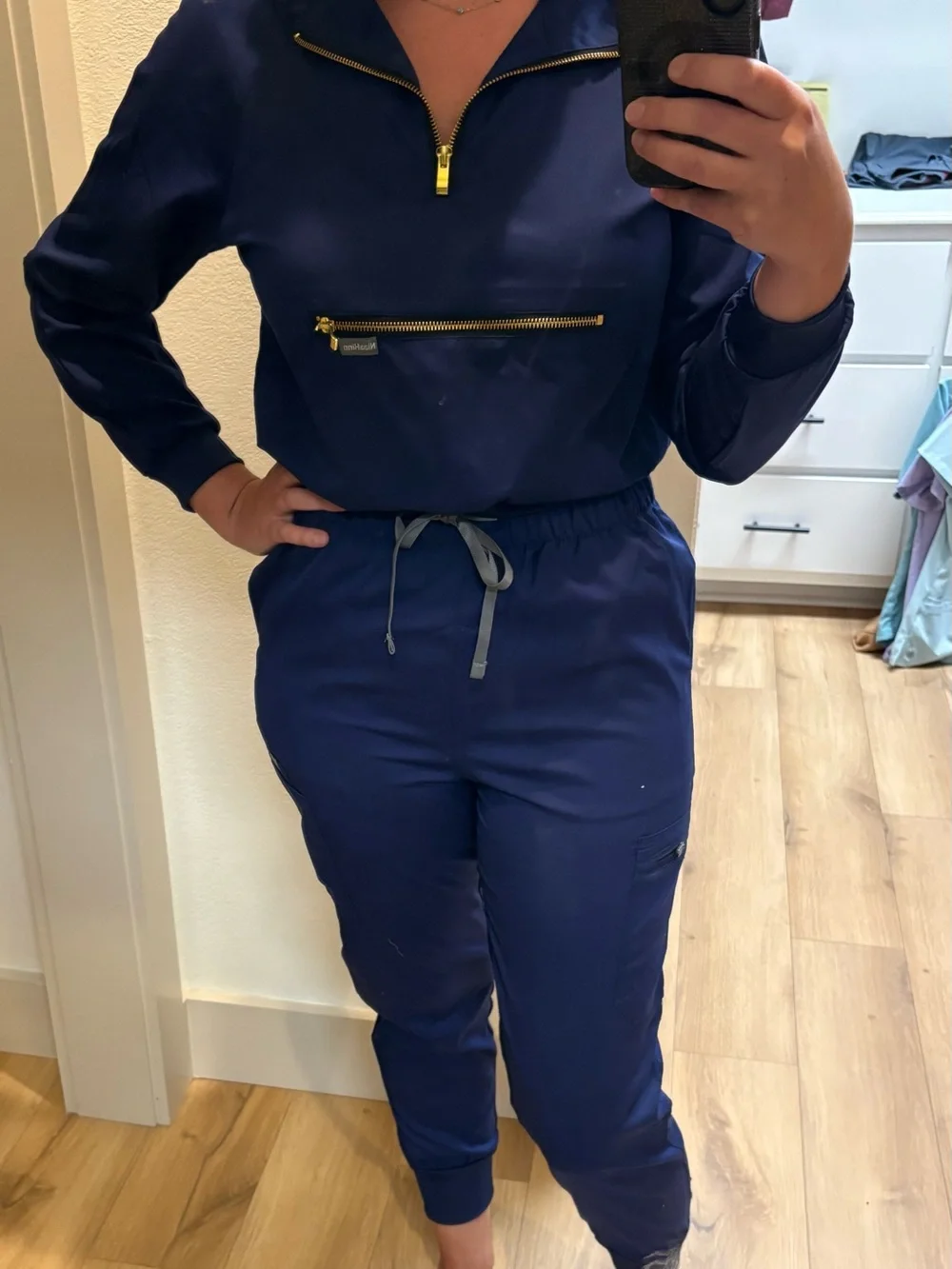 Navy Blue Women's Two-Piece Active Set - Zip Pullover & Joggers